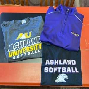 Ashland University Lot. Sz M. Purple Ashland University 1/4 Zip Pullover & 2 Ts.
